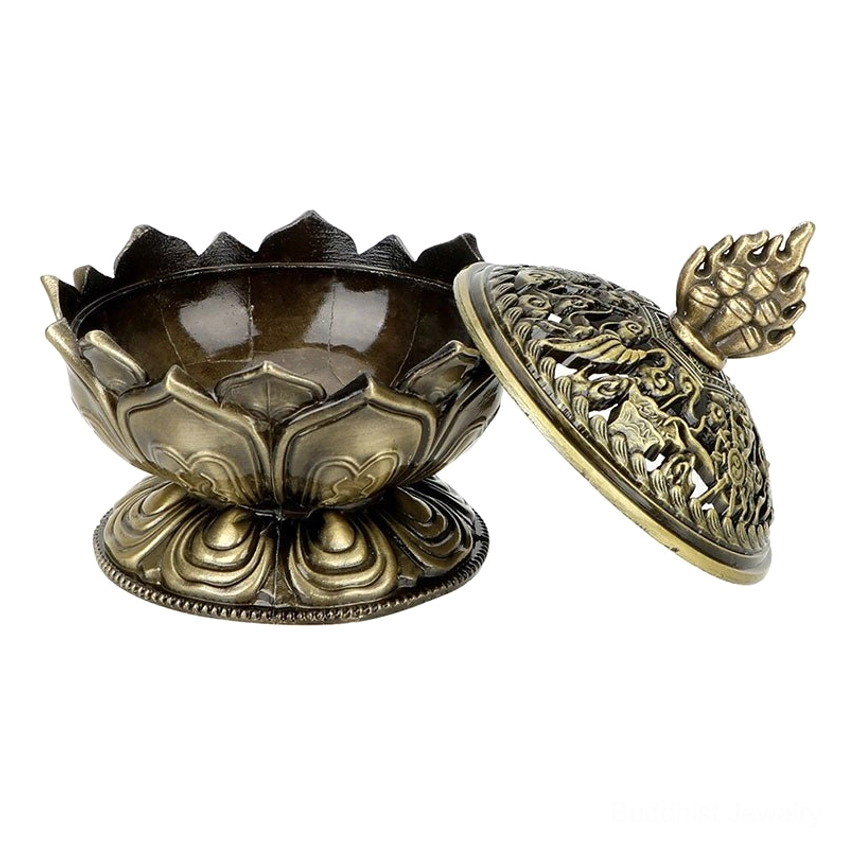 Buddhist lotus censer display showcasing elegant design suitable as spiritual home décor gift for mindfulness and inner peace