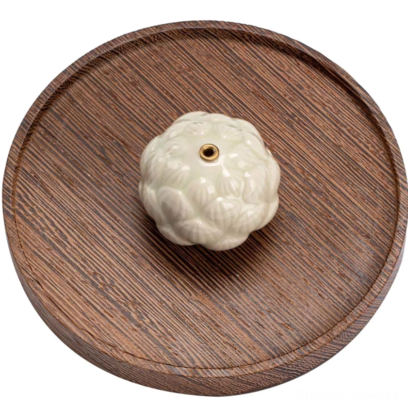 Beautiful white glazed lotus incense holder ideal for home altar, meditation room, and stress relief decoration