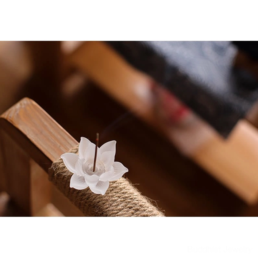 White lotus liuli glass incense burner interior design home decor aesthetic focal point