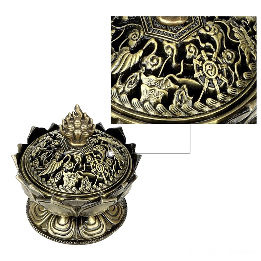 Lotus flower incense holder for meditation yoga and mindfulness practice creating peaceful ambiance with fragrant aromatic smoke