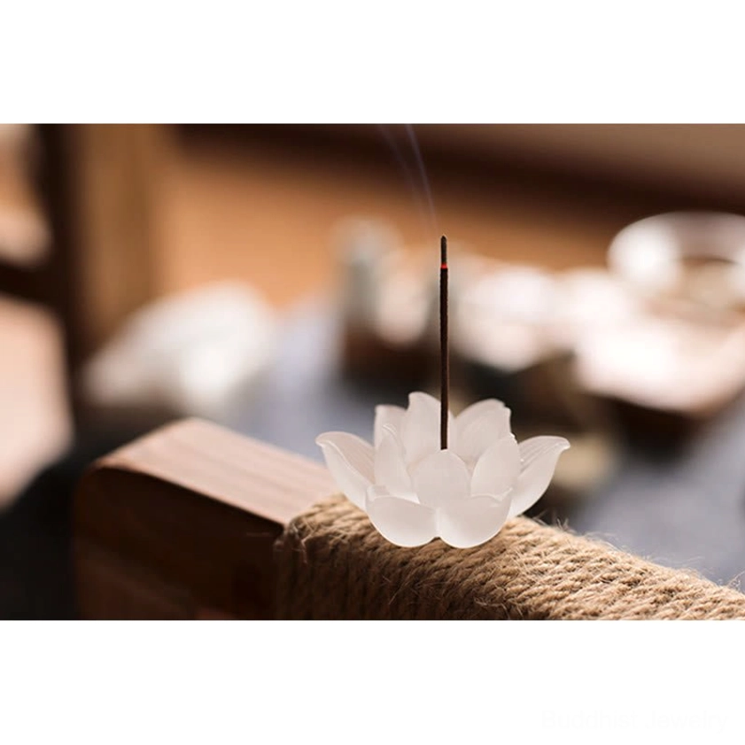 White lotus incense holder comparison size perspective with standard incense stick