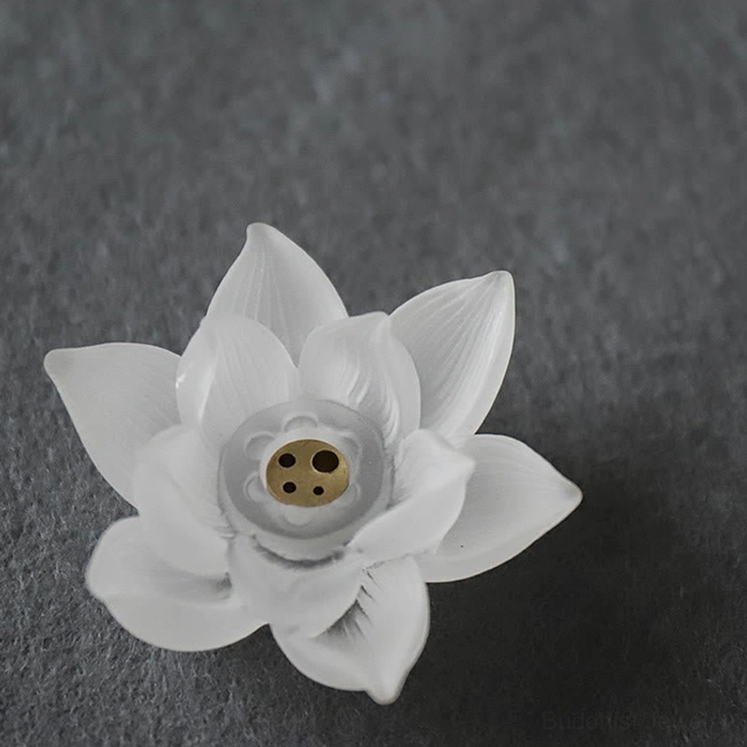 White lotus crystal incense burner bedroom peaceful sleep ritual evening meditation