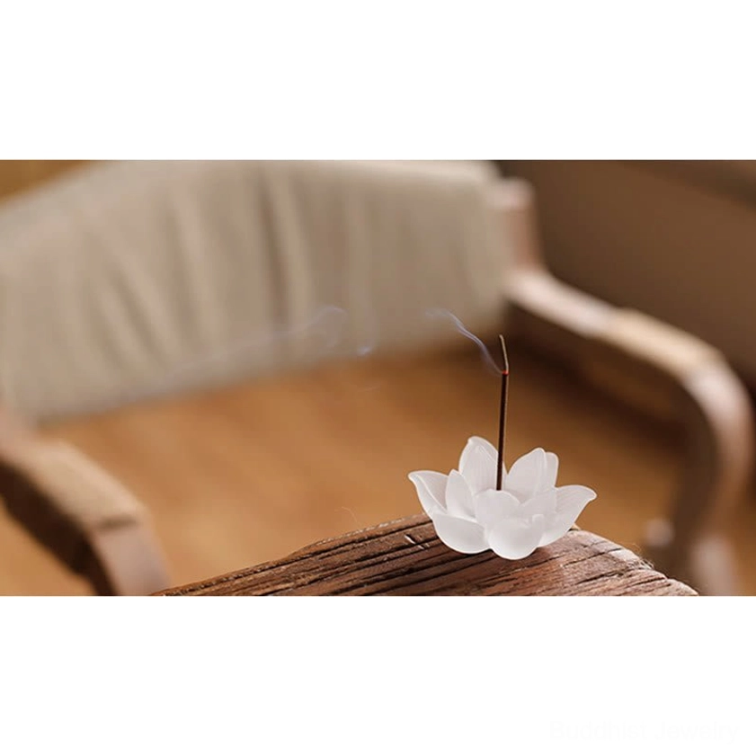 White lotus crystal incense burner spiritual symbol Buddhist dharma enlightenment