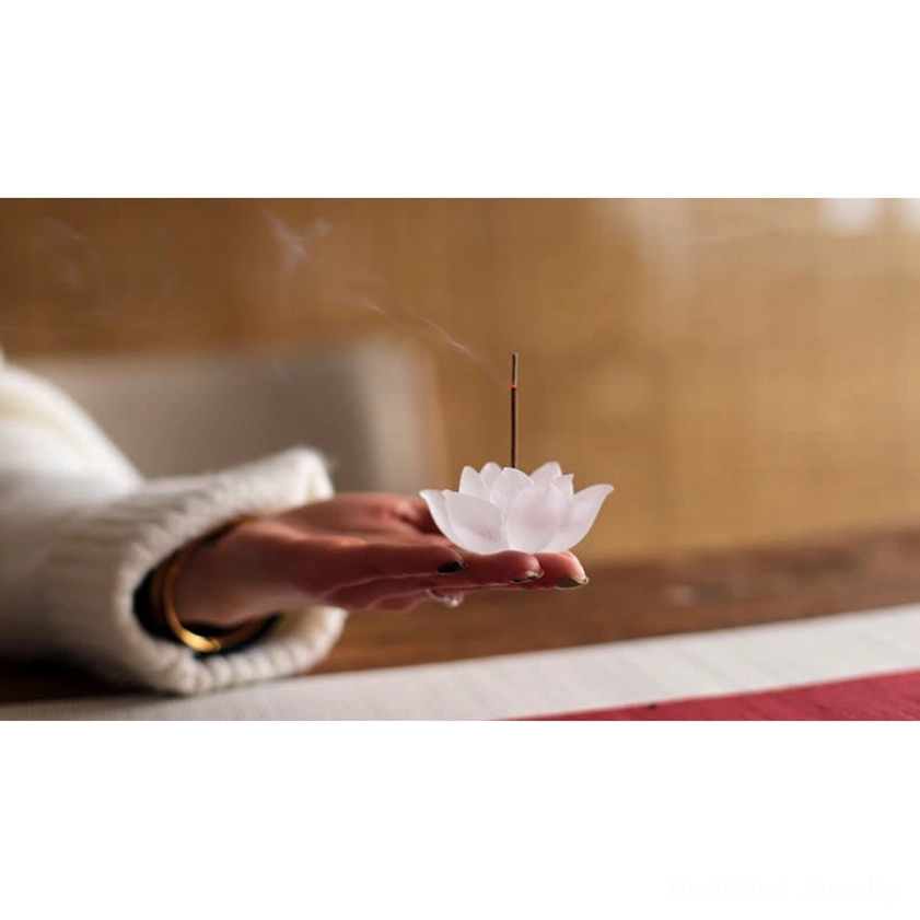 White lotus crystal incense burner natural materials eco-friendly sustainable craftsmanship