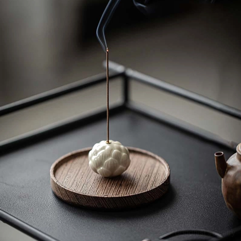 Authentic handmade lotus-shaped ceramic incense holder perfect for daily spiritual practice and inner peace