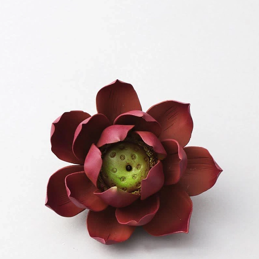 Lotus incense holder for meditation and spiritual practice featuring natural purple clay material