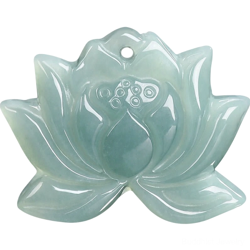 Authentic hand-carved lotus jade prosperity pendant for Buddhist meditation and spiritual practice necklace