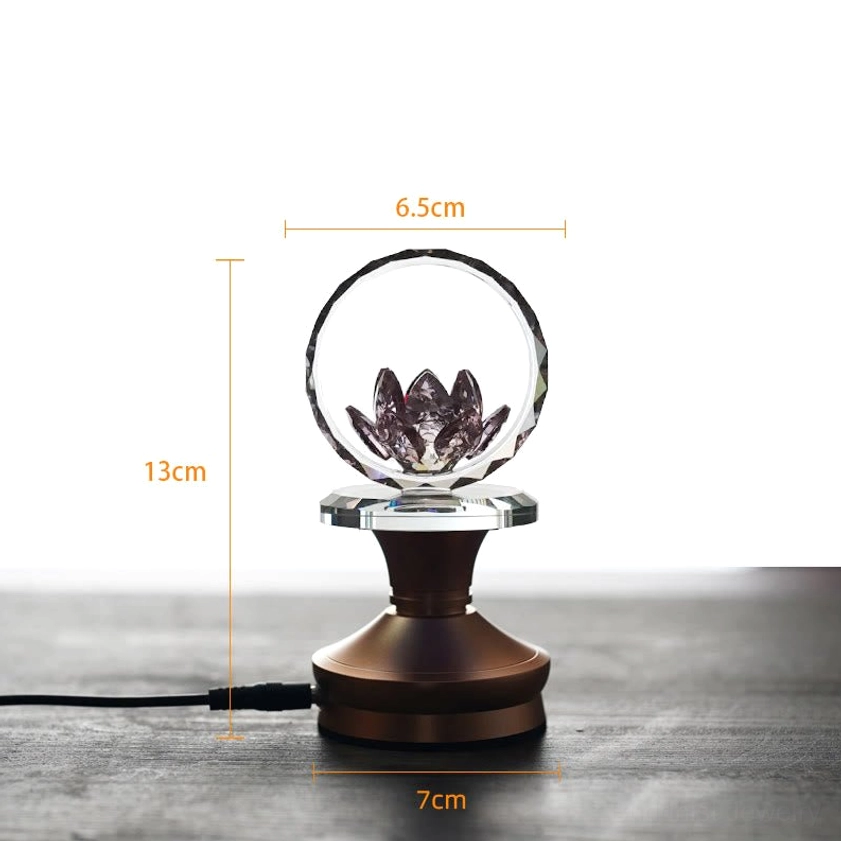 Aluminum alloy base lotus crystal lamp with clear faceted hoop, lightweight design