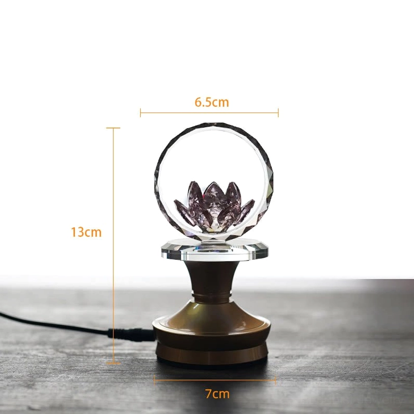Medium lotus crystal lamp with aluminum base plug-in version, ambient lighting