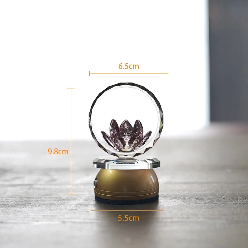 Small rechargeable lotus LED lamp with copper base, portable meditation piece