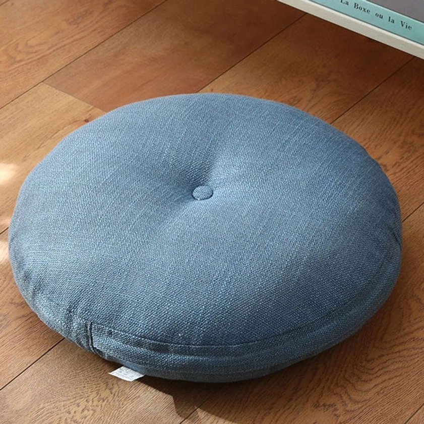 Lotus meditation seat cushion washable cover variant in soft ivory tone with button tufting