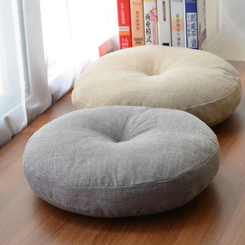 Detachable lotus meditation seat cushion removable zippered cover in OldLace color variant