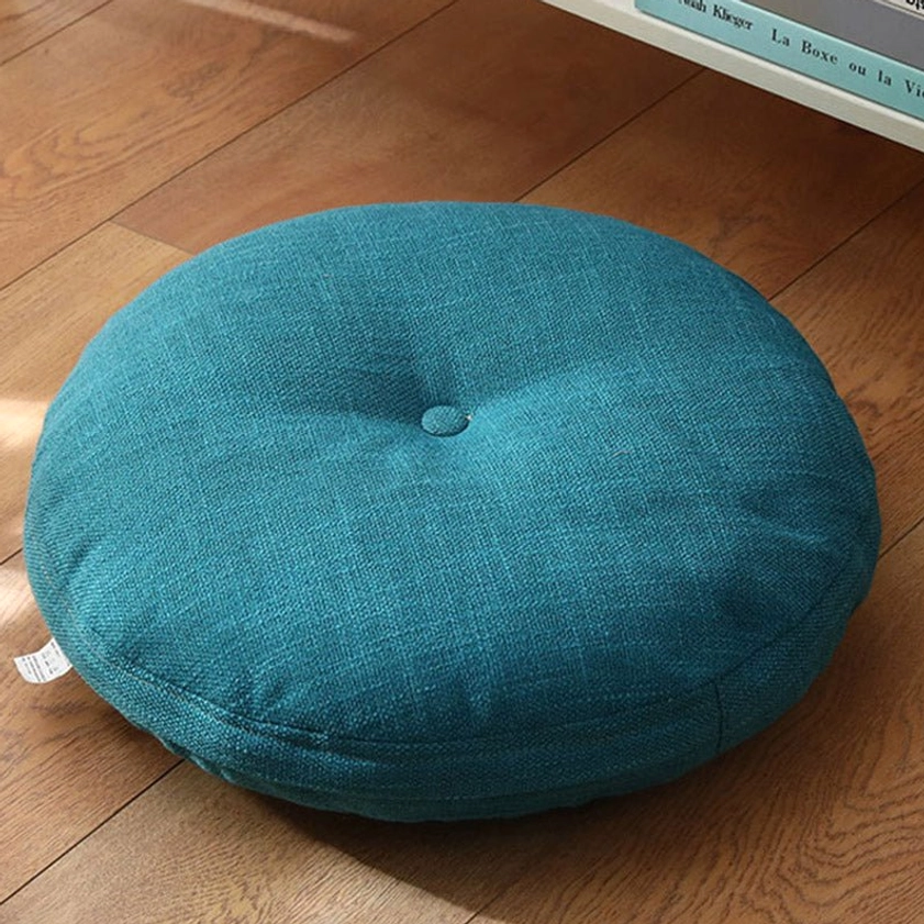 Lotus meditation floor cushion with removable zippered cover in soft powder blue shade
