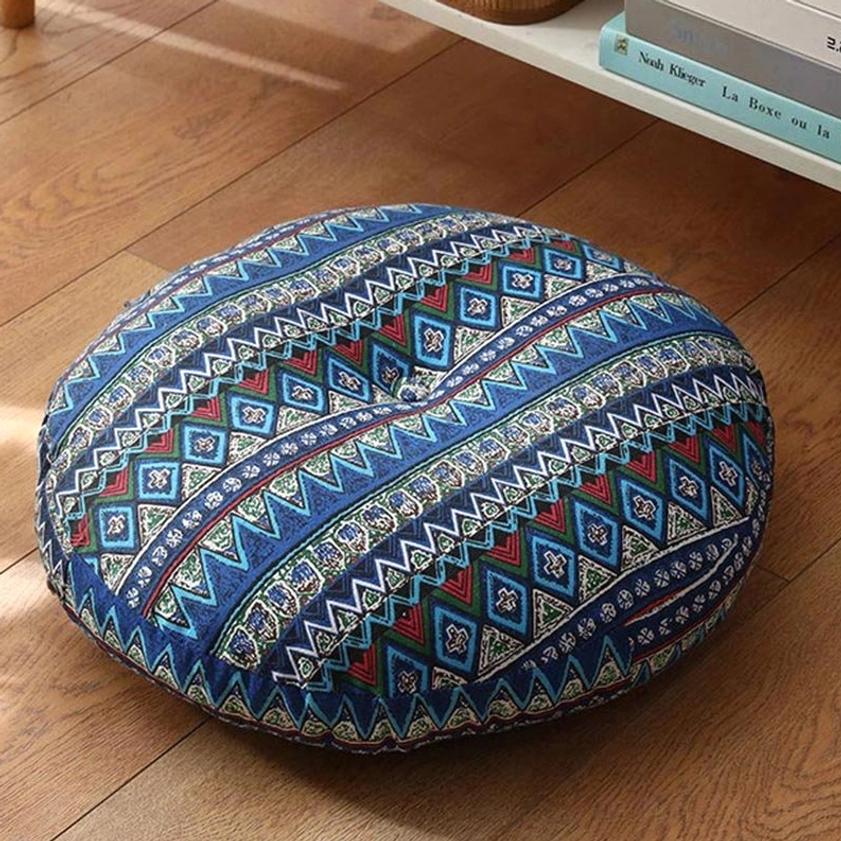 Non-detachable lotus meditation floor cushion sealed design in aquamarine color option