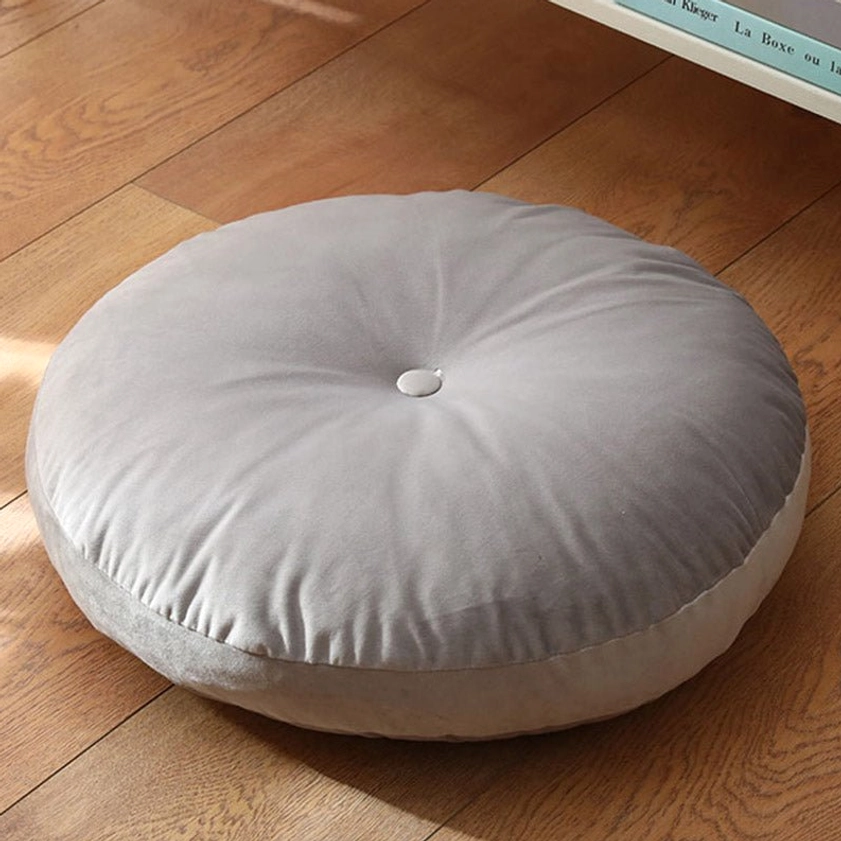 Sealed lotus meditation seat cushion non-removable cover in soft light cyan shade