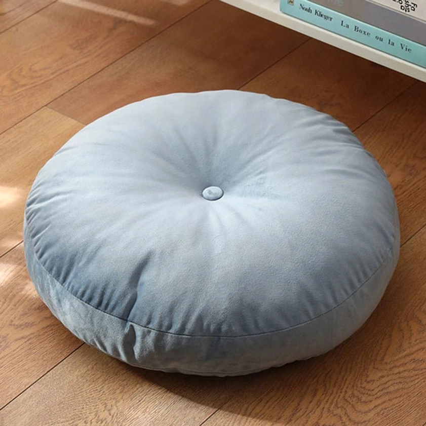 Non-detachable lotus meditation floor cushion sealed design in light steel blue option