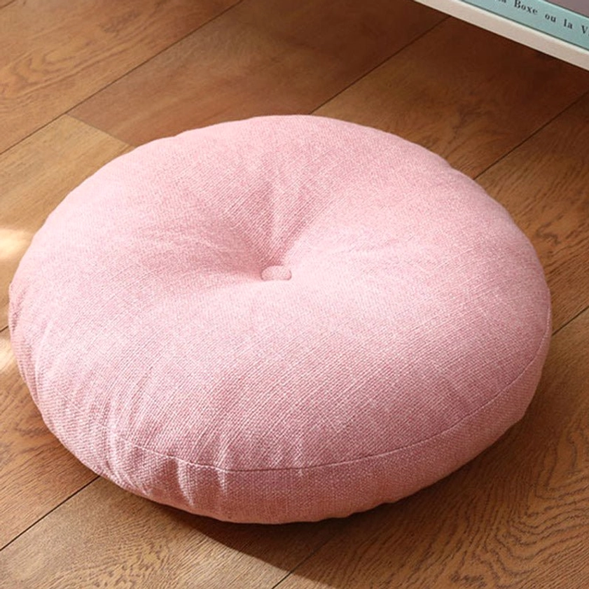 Non-removable lotus meditation floor cushion sealed design in neutral linen tone