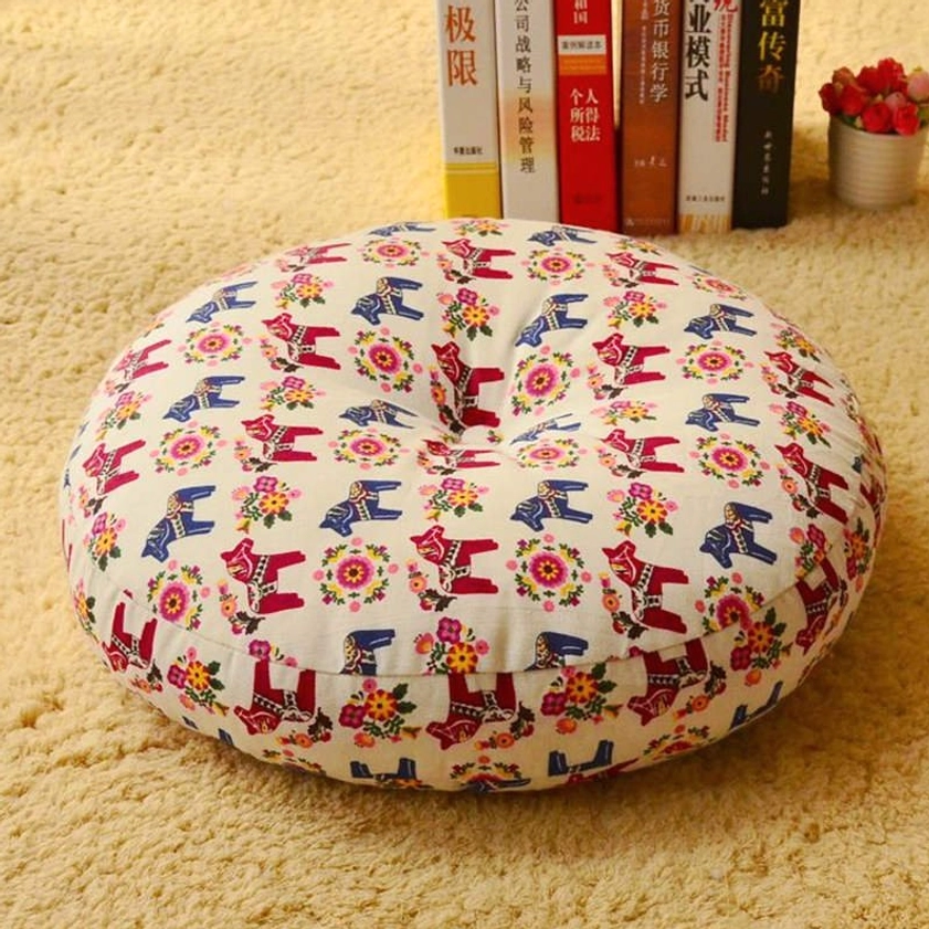 Sealed lotus meditation seat cushion non-removable cover in warm orange shade
