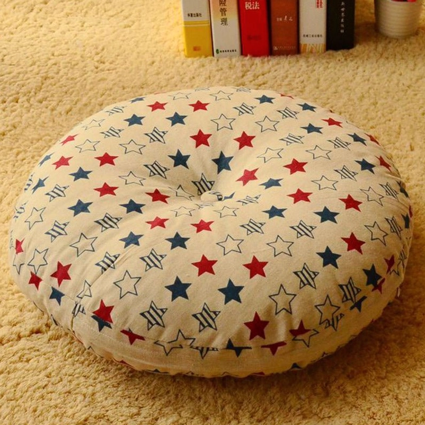 Non-detachable sealed lotus meditation floor cushion in pale goldenrod color variant