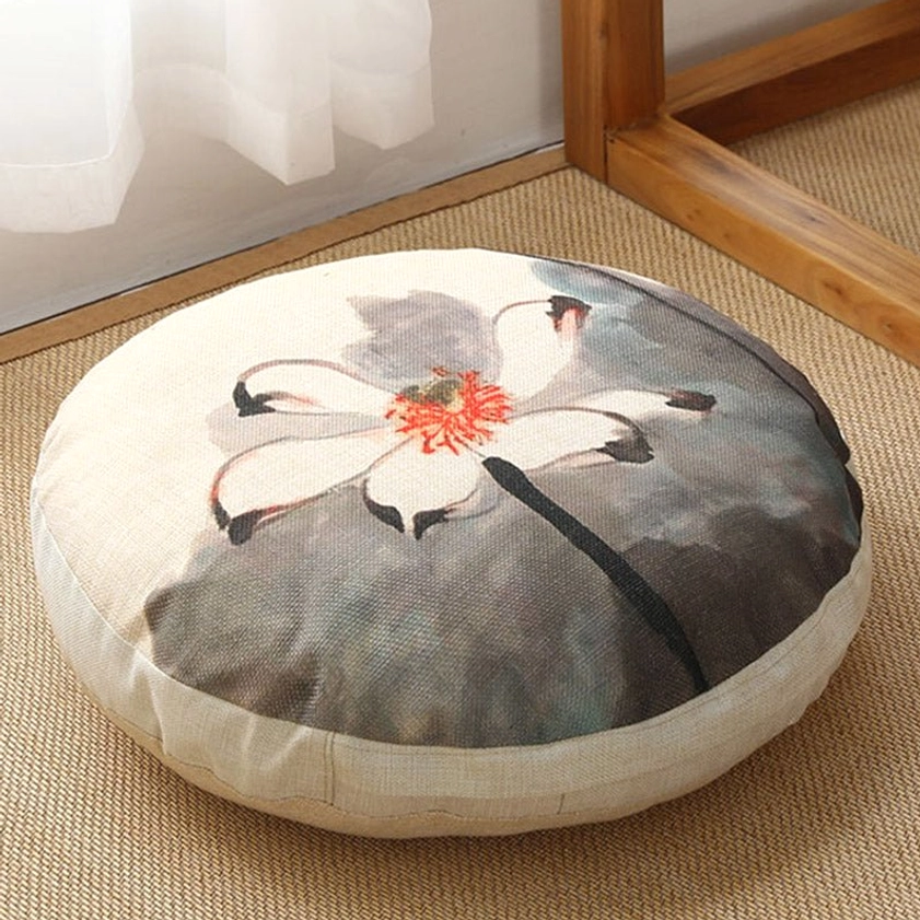Removable lotus meditation seat cushion OldLace color detachable zippered cover design