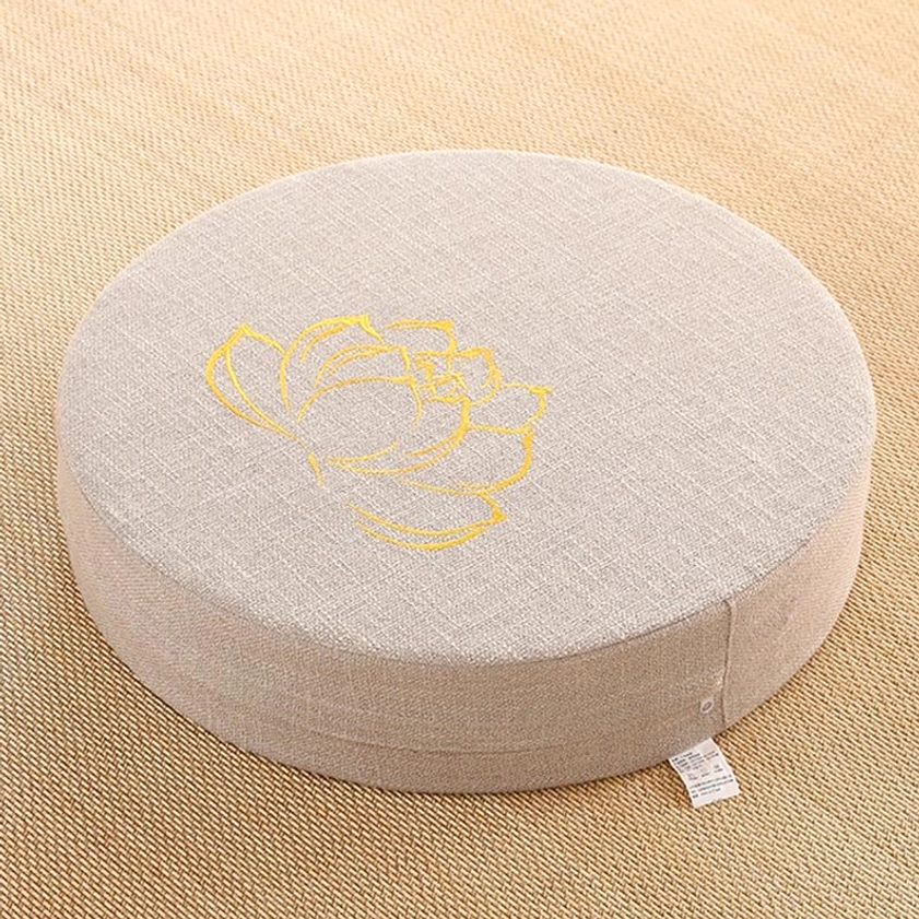Lotus embroidery cotton-linen meditation cushion soft support ergonomic zen practice