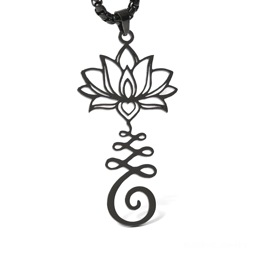 Silver and gold tone lotus enlightenment pendant necklaces displayed together showing color comparison and design detail