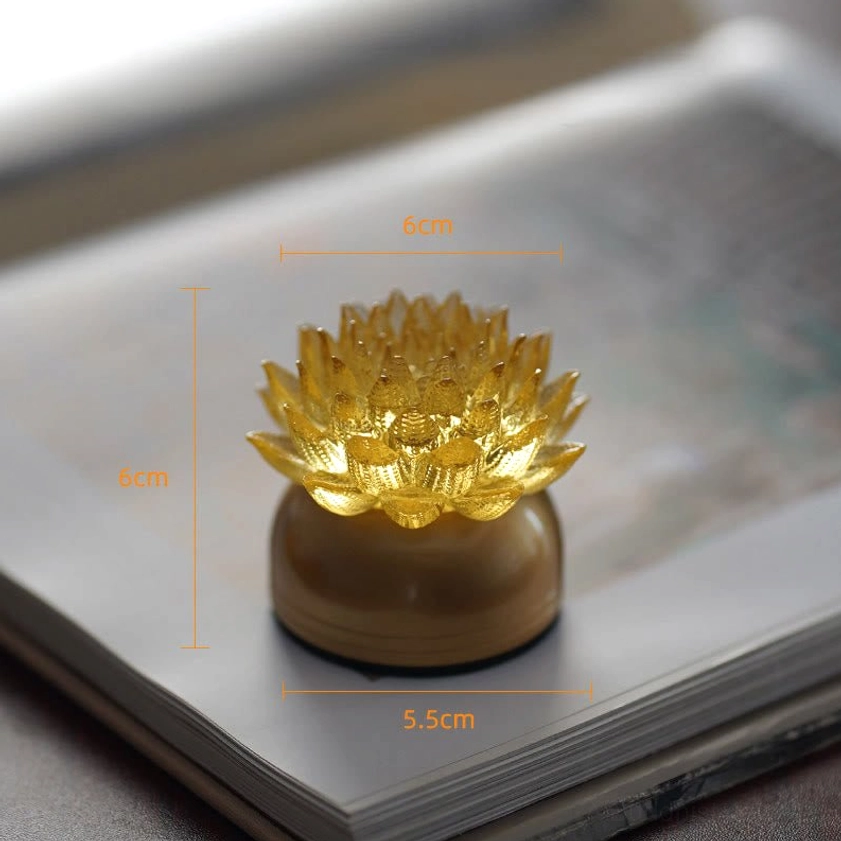 Lotus night light display showing color variations, multiple size options side by side