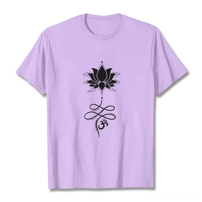 Yoga and meditation lifestyle with lotus om spiritual Buddhist t-shirt, mindfulness practice wear