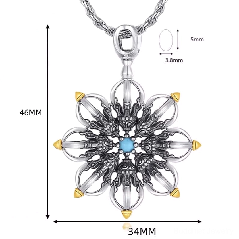 Handcrafted lotus pendant necklace detail shot, copper plated silver with intricate carved lotus design
