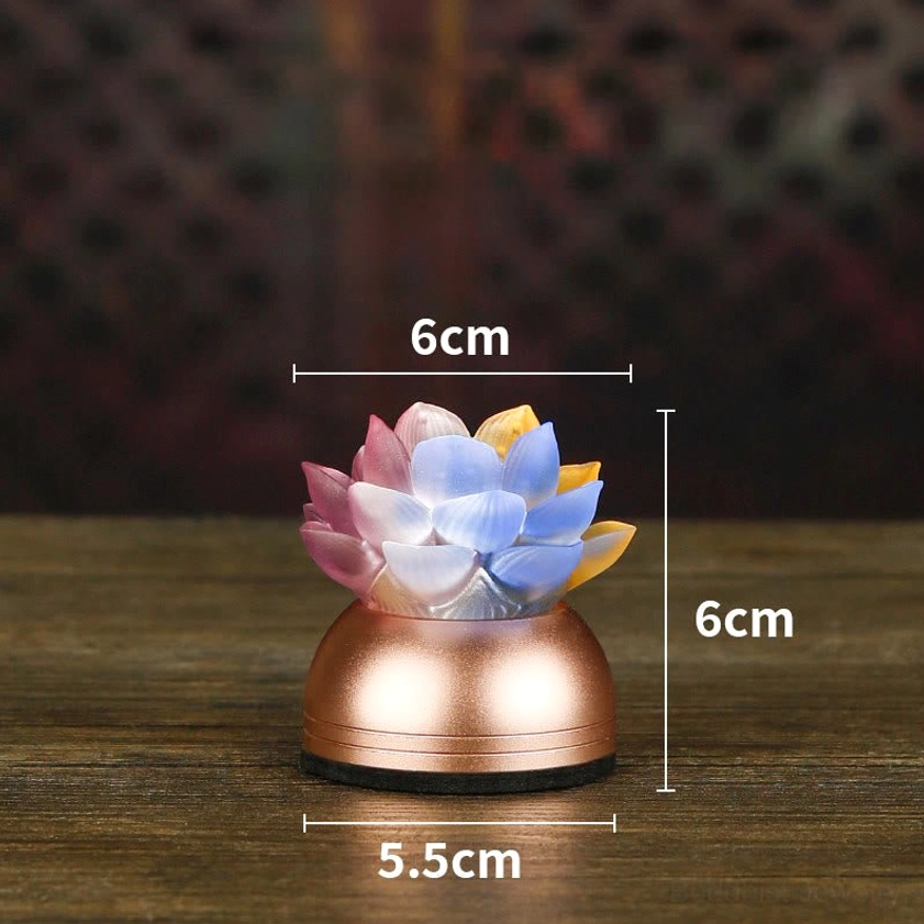 Colorful lotus prayer light options available in multiple hues for personalized spiritual space decoration