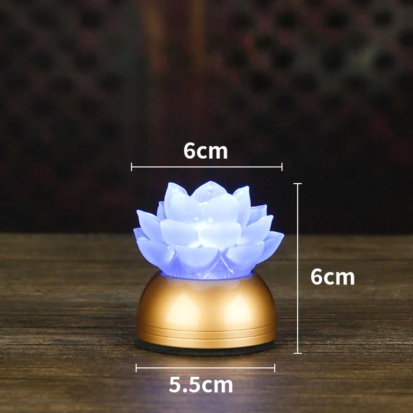 Cornflower blue lotus prayer light with liuli glass construction perfect for peaceful home sanctuary