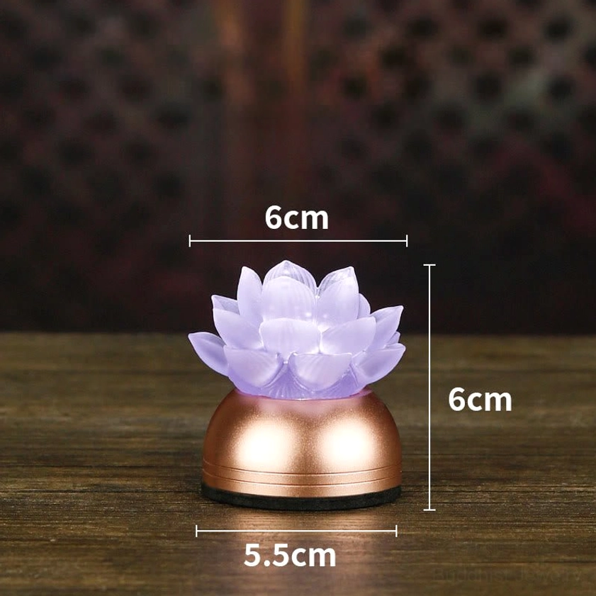 Light purple lotus prayer light combining spiritual symbolism with contemporary modern home décor aesthetics