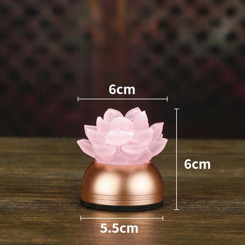 Pink lotus prayer light illuminated showing vibrant color and LED lighting capability