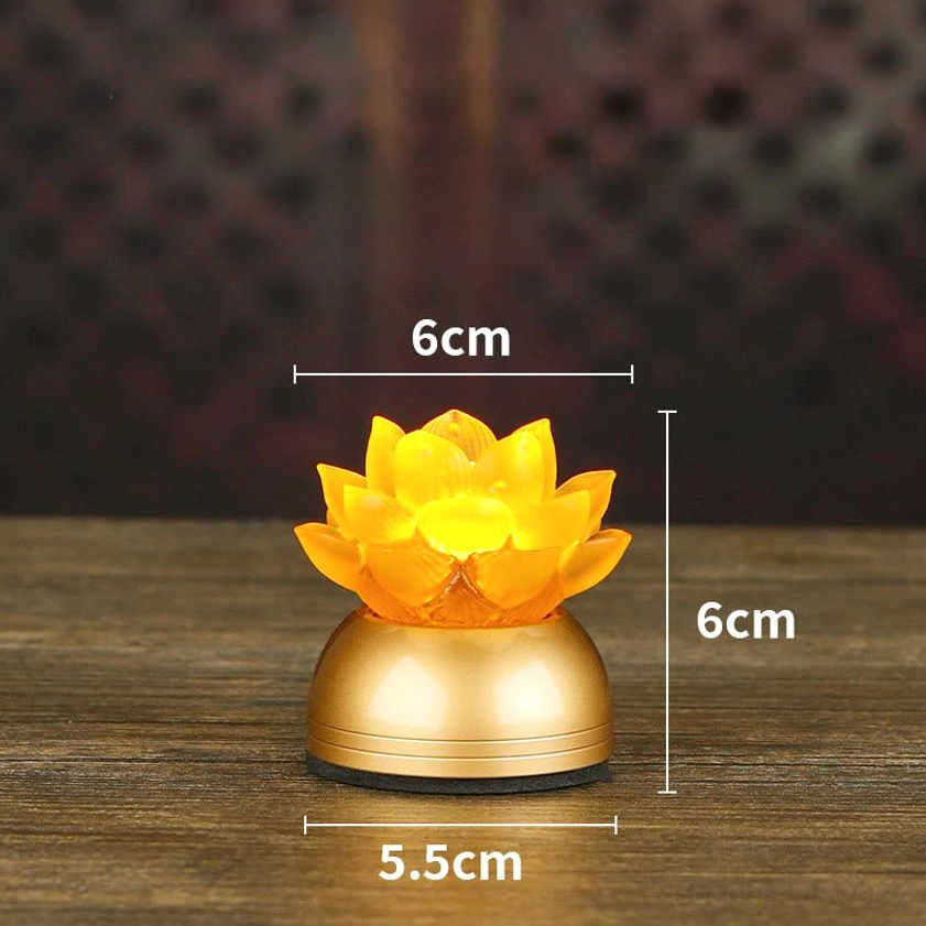 Sandy brown lotus prayer light with warm copper base creating natural earth-tone spiritual atmosphere