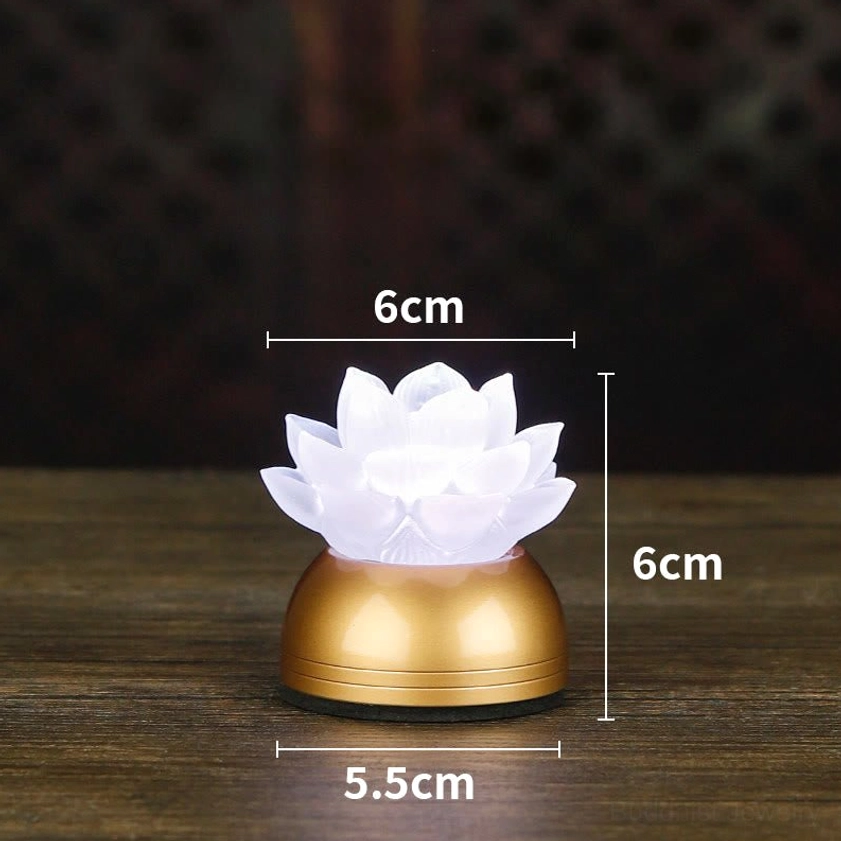 White lotus prayer light variant showing pure liuli glass craftsmanship and copper base stability