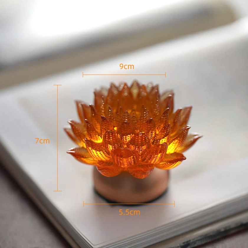 Lotus table lamp rechargeable, cordless illuminated sculpture for bedroom altar or desk