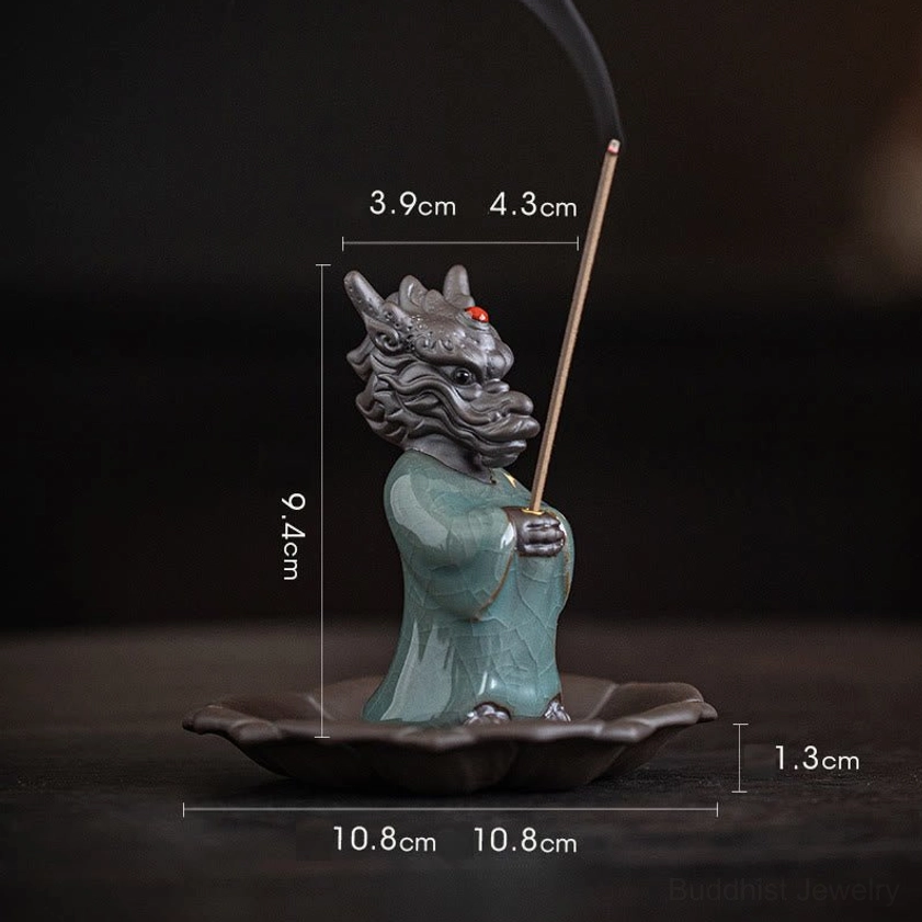 Lotus tray with carved Fu character incense burner base, traditional Buddhist blessing symbol and feng shui decoration