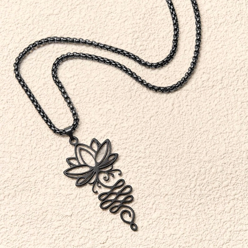 Lotus unalome Buddhist necklace pendant all color variants silver gold black comparison