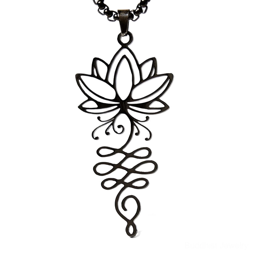 Lotus unalome Buddhist necklace enlightenment spiritual pendant lifestyle styling