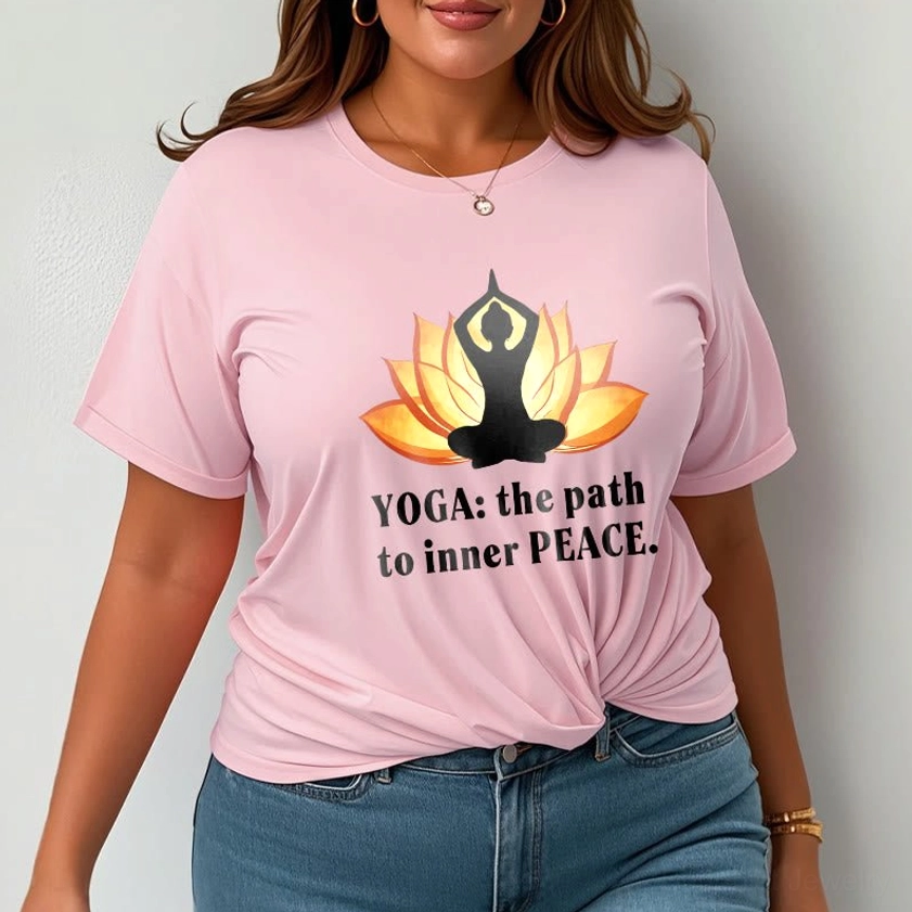Bisque cream colored lotus yoga inner peace t-shirt flat lay front view