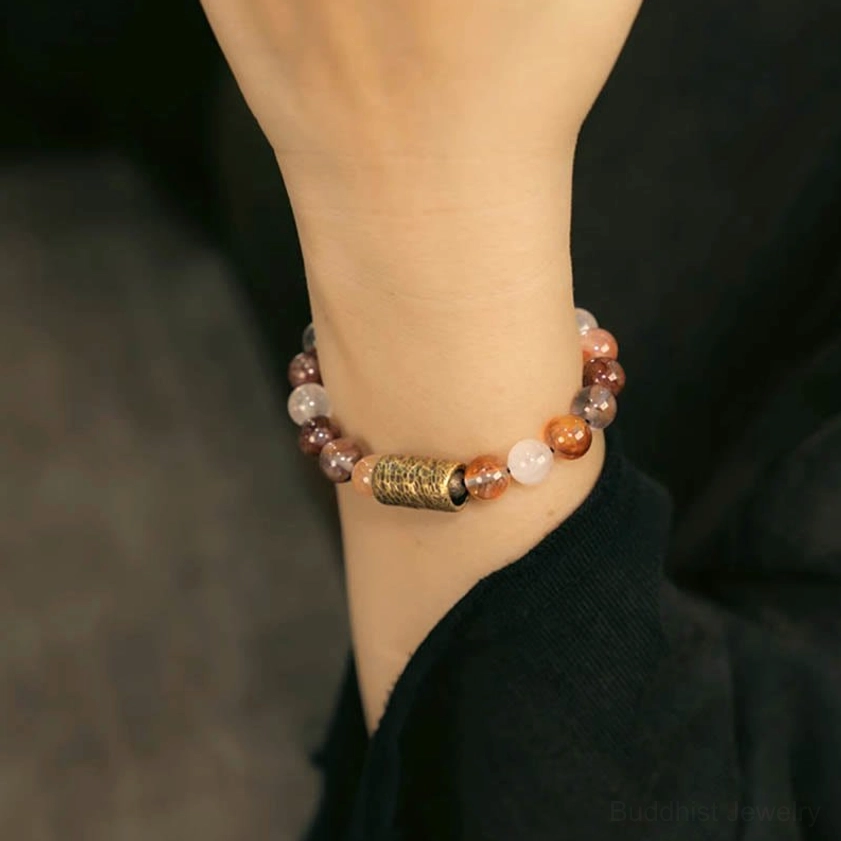 Protection bracelet flat lay product photography on luxury background