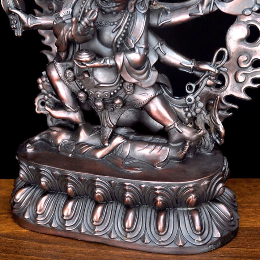Mahakala fierce protector statue in pure copper - sacred Buddhist deity for overcoming obstacles and spiritual transformation
