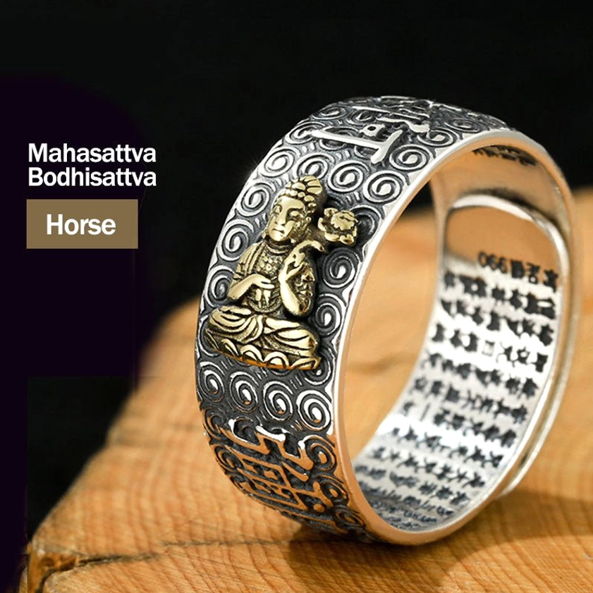 Mahasattva Bodhisattva Horse Natal Buddha adjustable ring for Horse zodiac sign energy