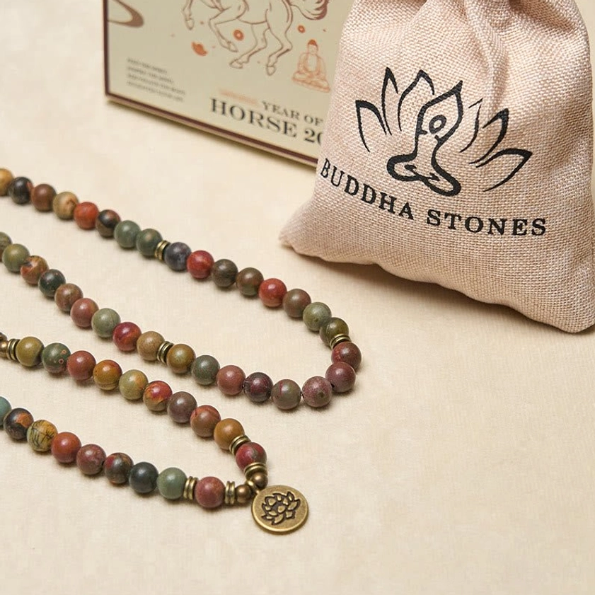 Buddhist mala beads with storage pouch and packaging set complete gift collection
