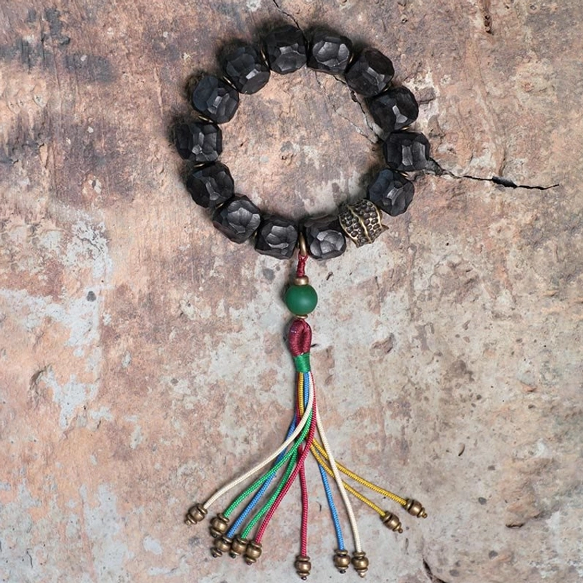 Ebony wood and copper mala bracelet size comparison chart for proper fit selection