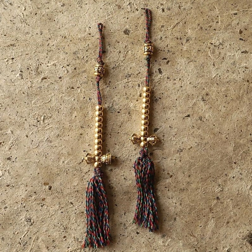 Mala Prayer Counter Accessories with Multicolored Tassels, Metal Prayer Counters and Woven Cords