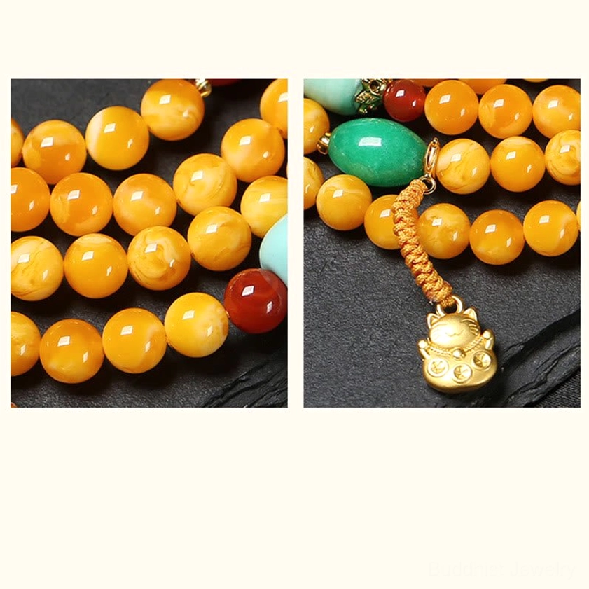 Buddhist mala necklace size comparison showing 6mm, 8mm and 10mm bead options for meditation practice
