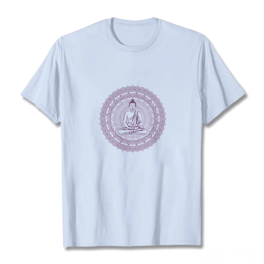 Mandala Buddha t-shirt side view - crew neck regular fit unisex silhouette