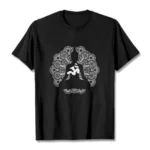 Black mandala om symbol buddhist t-shirt flat lay front view studio shot