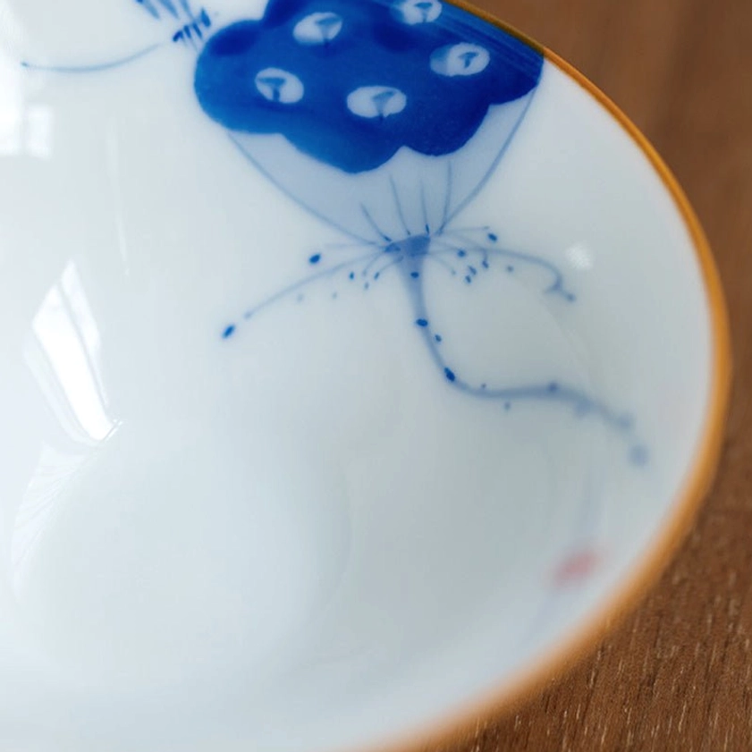 Hand-painted mandala pattern ceramic teacup Buddhist sacred geometry symbolism